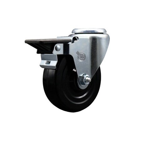 Service Caster 4'' Hard Rubber Wheel Swivel Bolt Hole Caster with Posi Lock Brake SCC-BH20S414-HRS-PLB